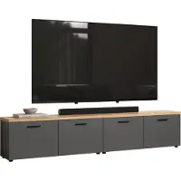 Ebuy24 Baggio WO:Ko.+Fr.Anthrazit Melamin,Abs.Ko.Evoke Oak Nachbildung,TV-Möbel