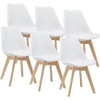 En.casa Esszimmerstuhl ’Fläten’ 6er Set Polsterstuhl Kunstleder Weiß