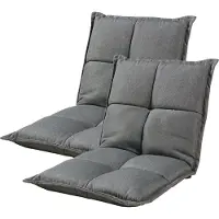 En.casa Bodensessel 'Deinze' im 2er-Set 5-stufig verstellbar Bodenstuhl gepolstert Dunkelgrau