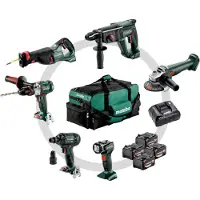Metabo Akku Combo Set Bauhandwerk 6.1 SB 18 LTX Impuls + KH 18 LTX 24 + W 18 L 9-125 Quick + ASE 18 LTX + SSW 18 LTX 300 BL + ULA 14.4-18 LED; Werkzeugtasche