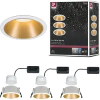 Paulmann Cole LED-Spotlight, gold-weiß, 3er-Set Cole, dimmbar, messing / gold, für Flurbereich, Aluminium, Modern