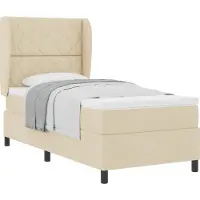 Syfax Boxspringbett mit Matratze Creme 100 x 200 cm Stoff
