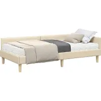 Syfax Eckbettgestell mit Matratze mit Matratze 2 pcs Creme Stoff