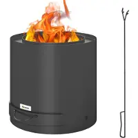 Outsunny Feuerschale Ø45x42cm aus Stahl Feuerstelle mit Schürhaken Schwarz
