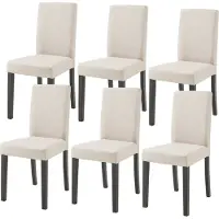 En.casa Esszimmerstuhl 'Hamburg' 6er Set Polsterstuhl Textil Holzbeine Beige