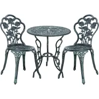 Casa.pro [] Bistro-Set Gußeisen grün Tisch+ Stuhl Set 3-teilig antik Gartengarnitur