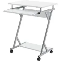 En.casa [] Rollbarer Schreibtisch 60x40x75cm Weiß Rollbar Computertisch Bürotisch PC-Tisch