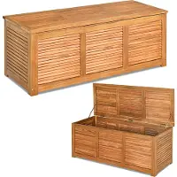 Costway Gartenbox Akazienholz bis 160kg, Auflagenbox 179 L, Kissenbox, Aufbewahrungsbox, Gartentruhe für Garten, Balkon& Hinterhof, 120 x 45 x 45 cm