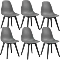 En.casa [] 6x Design Stuhl 83 x 54 x 48cm Grau & Schwarz Esszimmer Stuhl Stühle Kunststoff im Skandinavischem Stil mit Bodenschoner