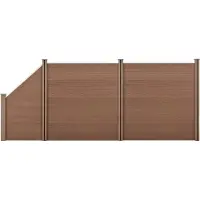 Neu.holz WPC Gartenzaun mit Schräge Sichtschutz Windschutz Lamellenzaun Zaun 183x451cm [.holz]