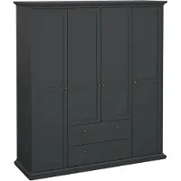 Dmora Tvilum 75369igig, Grau, Garderobe, 9 Regale, 4 Tür(en), Grau, Faserplatte mit hoher Dichte (HDF)