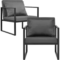 Casa.pro 2x Gartenstuhl 70 x 60 x 60 cm Gartensessel 2er Set Outdoor Garten Lounge Sessel Schwarz/Dunkelgrau