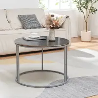 En.casa Couchtisch ’Aulum’ 50 x 70 cm Marmor, schwarz / Silber