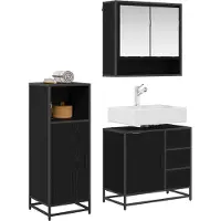 vidaXL Badezimmermöbel-Set 3 pcs Schwarz Eichen-Optik Holzwerkstoff