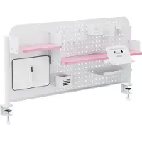 En.casa Schreibtisch-Organizer 'Sauda' 114 x 68 cm Stecktafel mit Zubehör Klemmhalterung Stahl Weiß/Rosa