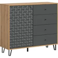 Ebuy24 .home Prisma Highboard (B/H/T: 110x96x40 cm) Artisan Oak Nachbildung und anthrazit matt