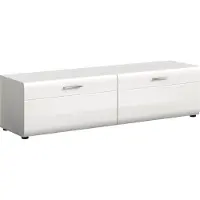 Ebuy24 Ice TV Tisch 2 Klapptüren weiß, weiß Hochglanz.