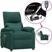 vidaXL Elektrischer Massagesessel Dunkelgrün Stoff