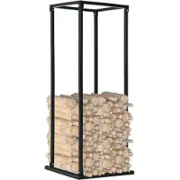 vidaXL Brennholzregal mit Boden Schwarz 37 x 37 x 113 cm Stahl