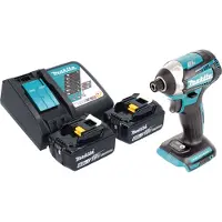 Makita DTD 154 RG Akku Schlagschrauber 18 V 175 Nm 1/4" Brushless + 2x Akku 6,0 Ah + Ladegerät