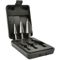 GEKO Professioneller Kegelbohrer-Satz 3-teilig, 3-30mm – HSS-Stahl, vibrationsfreies Bohren in verschiedenen Materialien für präzise, runde Löcher.
