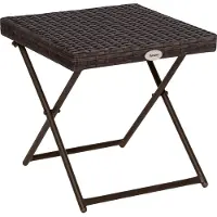 Outsunny Beistelltisch Gartentisch Klapptisch klappbar Polyrattan Braun