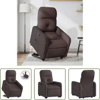 The Living Store Relaxsessel mit Aufstehhilfe Dunkelbraun Stoff