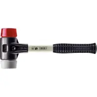 HALDER Simplex Schonhammer Ø 60 mm TPE-mid Grau Plastik Rot mit Verstärktem Tempergussgehäuse und FiberglasStiel