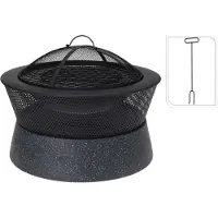 Progarden Feuerschale mit Grill Rund 54,5x54,5x38 cm Schwarz