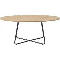 HOME DELUXE - Couchtisch Oval NOVARIS 110 x 66 x 47 cm - Fishbone Oak|Sofatisch, Wohnzimmertisch, Wohnzimmer