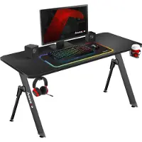 Huzaro Hero 2.8 Schreibtisch Gaming Schreib Computer Tisch Bürotisch | Homeoffice Arbeitszimmer Büro Gamer | XXL Cable Clips | 140 x 60 | Schwarz