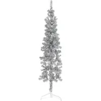 Prolenta Maison Exclusive - Künstlicher Halb-Weihnachtsbaum Ständer Schlank Silbern 150 cm