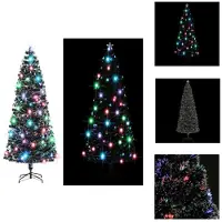 vidaXL Weihnachtsbaum mit Beleuchtung und Ständer 240 cm Glasfaser - Weihnachtsbäume