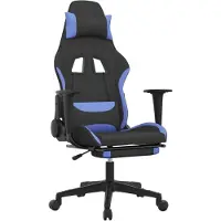 vidaXL Gaming-Stuhl mit Fußstütze Schwarz und Blau Stoff