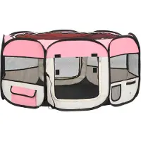 Syfax Faltbarer Welpenlaufstall mit Tragetasche Rosa 145x145x61 cm