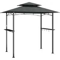 Syfax Grillpavillon mit Seitenregalen Anthrazit 240x150x243 cm Stahl