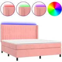 Syfax Boxspringbett mit Matratze & LED Rosa 160x200 cm Samt