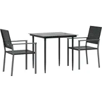 vidaXL 3-tlg. Garten-Essgruppe Poly Rattan und Stahl