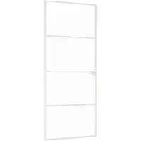 vidaXL Innentür Weiß 83x201,5 cm Hartglas & Aluminium Schlank