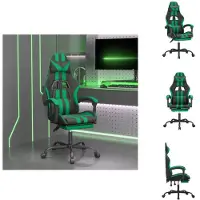 vidaXL Gaming-Stuhl mit Fußstütze Drehbar Schwarz & Grün Kunstleder - Gaming-Sessel