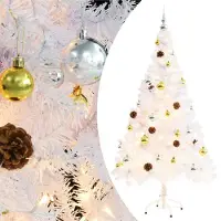 Syfax Künstlicher Weihnachtsbaum mit Beleuchtung & Kugeln Weiß 150 cm