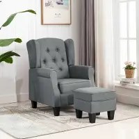 Prolenta Maison Exclusive - Sessel mit Fußhocker Hellgrau Stoff