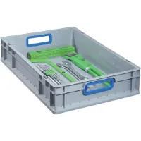 Allit EuroBox 612, 600x400x120 mm, Griffe offen, grau/blau