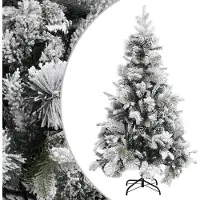 vidaXL "2026 Promotion" Weihnachtsbaum mit Zapfen Beschneit 195 cm PVC & PE - Weihnachtsgirlanden CC20429