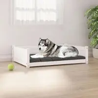 vidaXL Langlebig Hundebett Weiß 105,5x75,5x28 cm Massivholz Kiefer - Hundebetten Octo2168061 1parcel