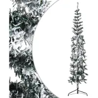 vidaXL "Rabatt" Künstlicher Halb-Weihnachtsbaum - Tannenbaum - mit Schnee Schlank 180 cm - Weihnachtsgirlanden CC15468