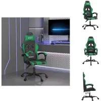vidaXL Gaming-Stuhl Drehbar Schwarz und Grün Kunstleder - Gaming-Sessel