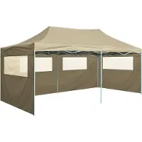 Syfax Profi-Partyzelt Faltbar mit 4 Seitenwänden 3×6m Stahl Creme