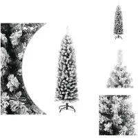 vidaXL Künstlicher Weihnachtsbaum Schlank mit Schnee Grün 150 cm PVC - Weihnachtsbäume