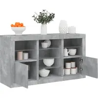 vidaXL Sideboard mit LED-Leuchten Betongrau 123x37x67 cm